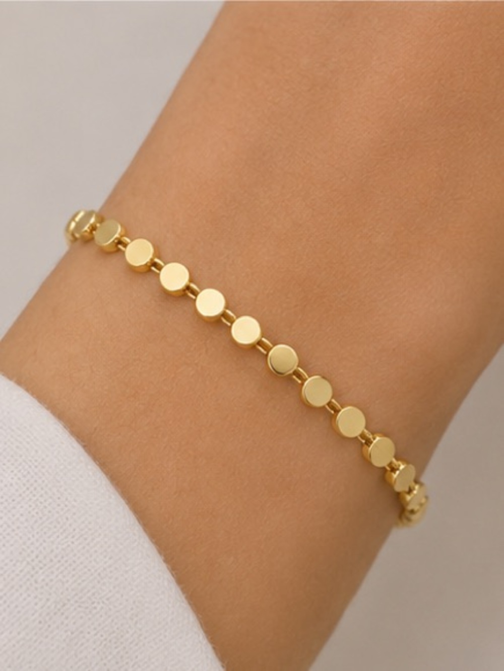 Gold Link Bracelet with Pink Rose Quartz Teardrop Charm - Women's Jewelry